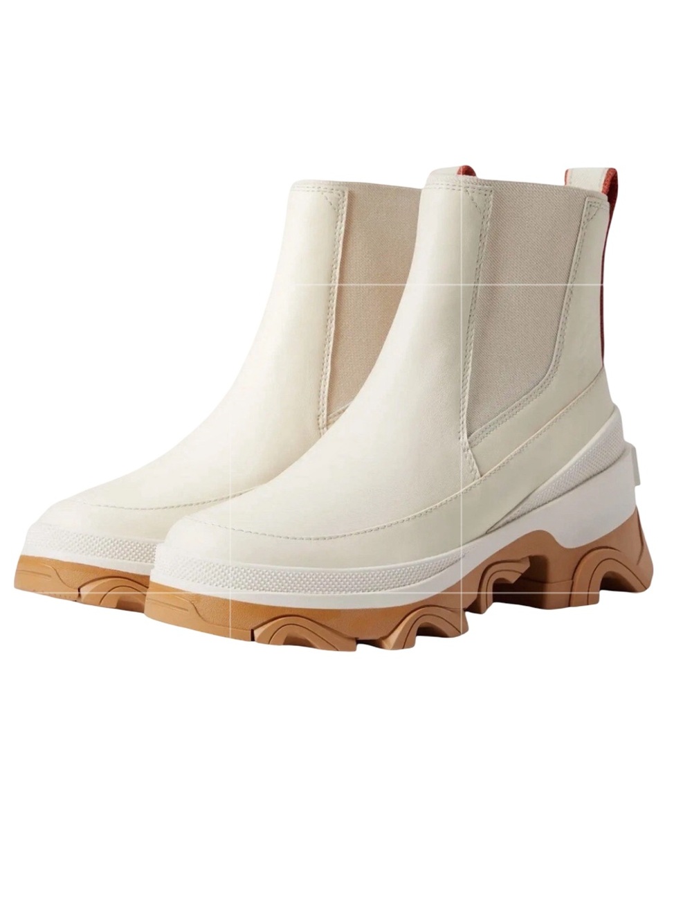 Sorel Brex Chelsea Sea Salt Cream Leather Waterproof Boots with Tan Lug Sole